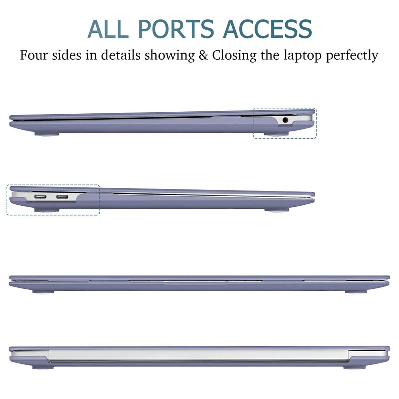 May Chen Compatible with New MacBook Air 13 inch Case 2021 2020 2019 2018 Model: M1 A2337 A2179 A1932, Plastic Hard Shell Case for Mac Air 13 inch with Retina Display Fits Touch ID, Lavender Gray - Image 4